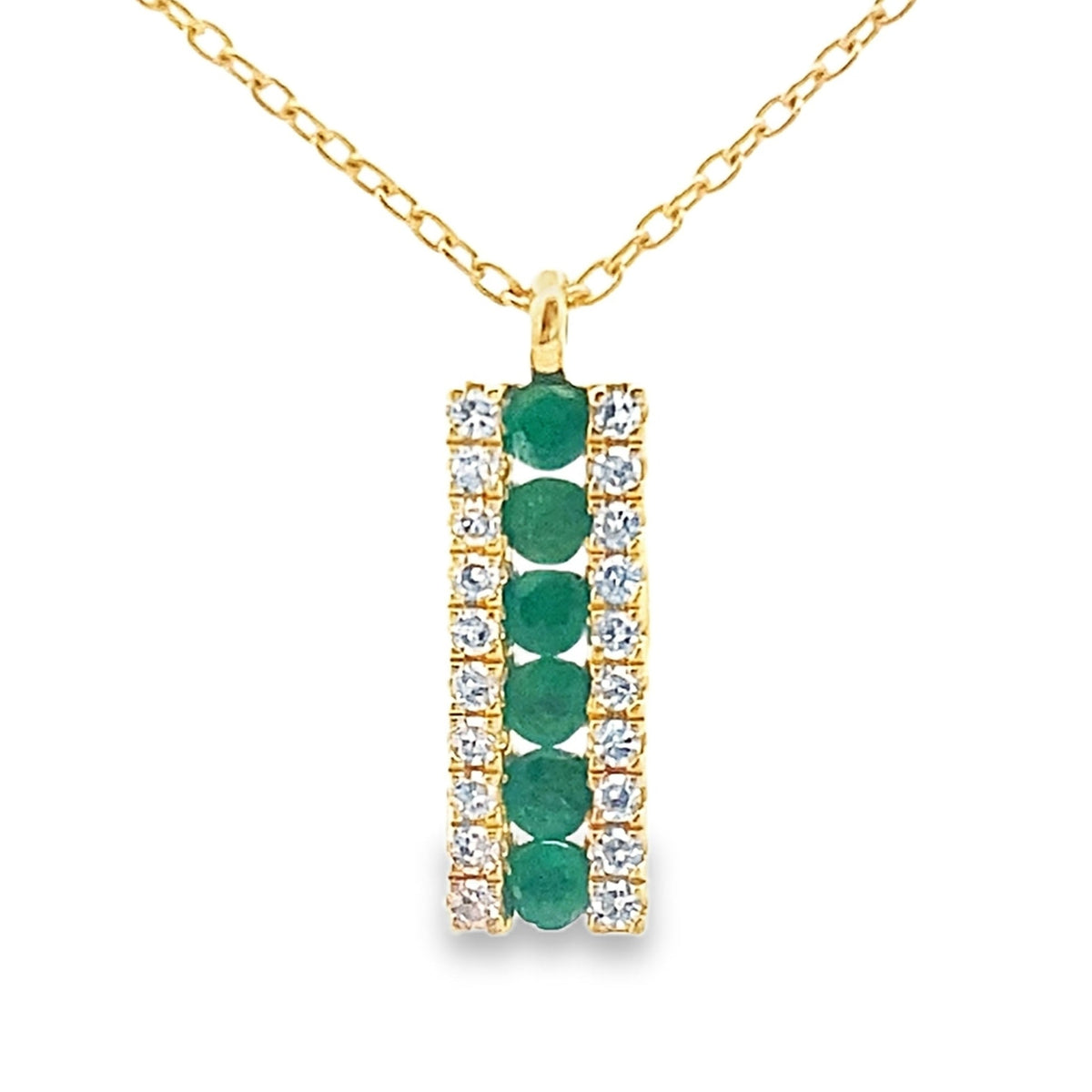 .30ct Emerald Diamond Fashion Pendants 14KT Yellow Gold