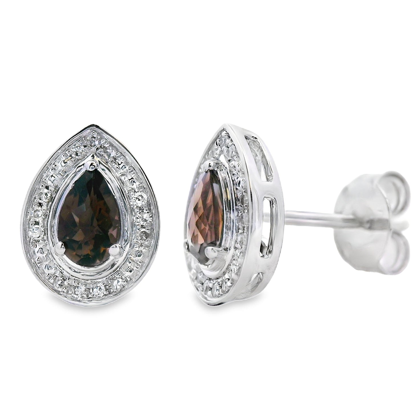 .50ct Quartz Diamond Stud Earrings 10KT White Gold