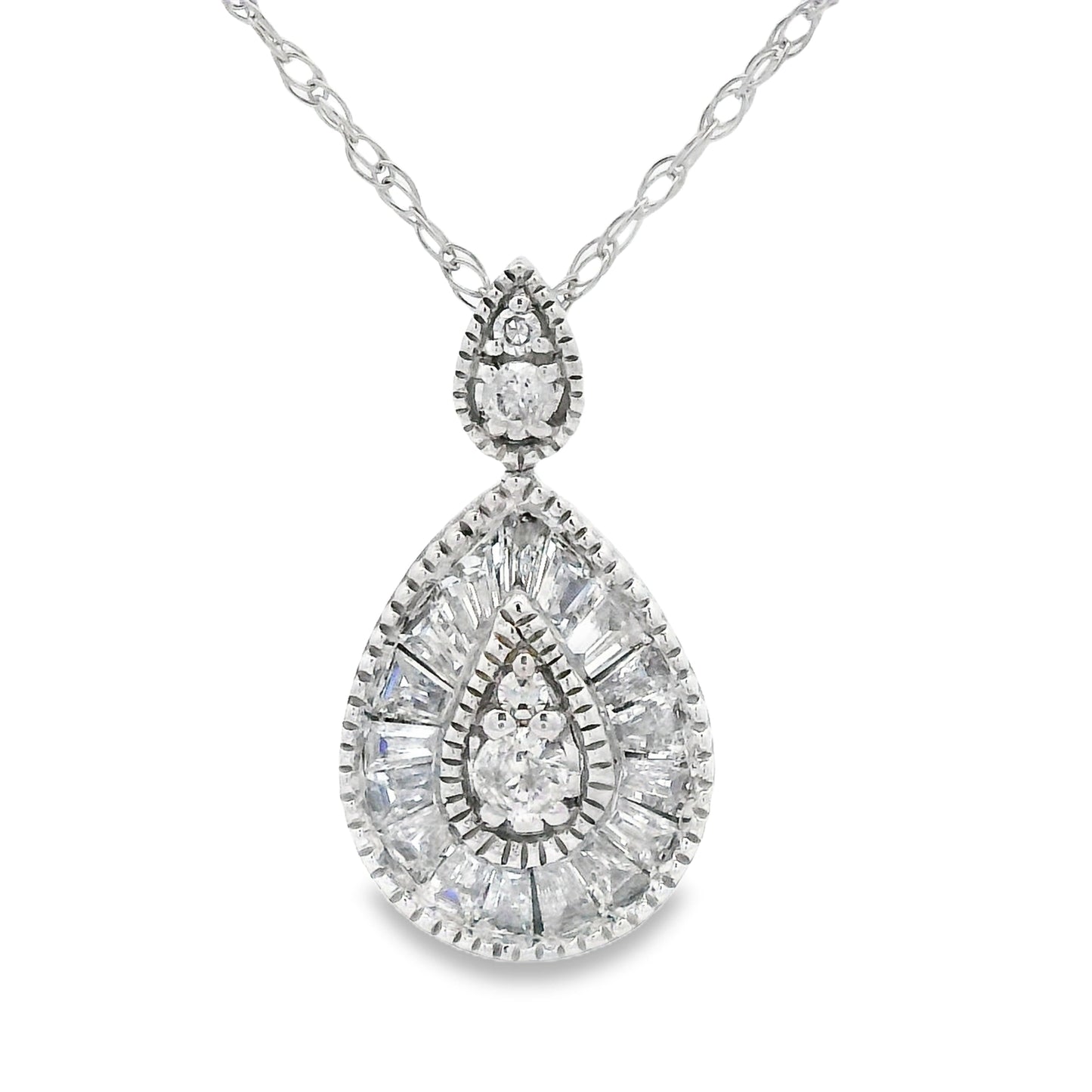 Genuine .32ct Diamond Fashion Pendants 14KT White Gold