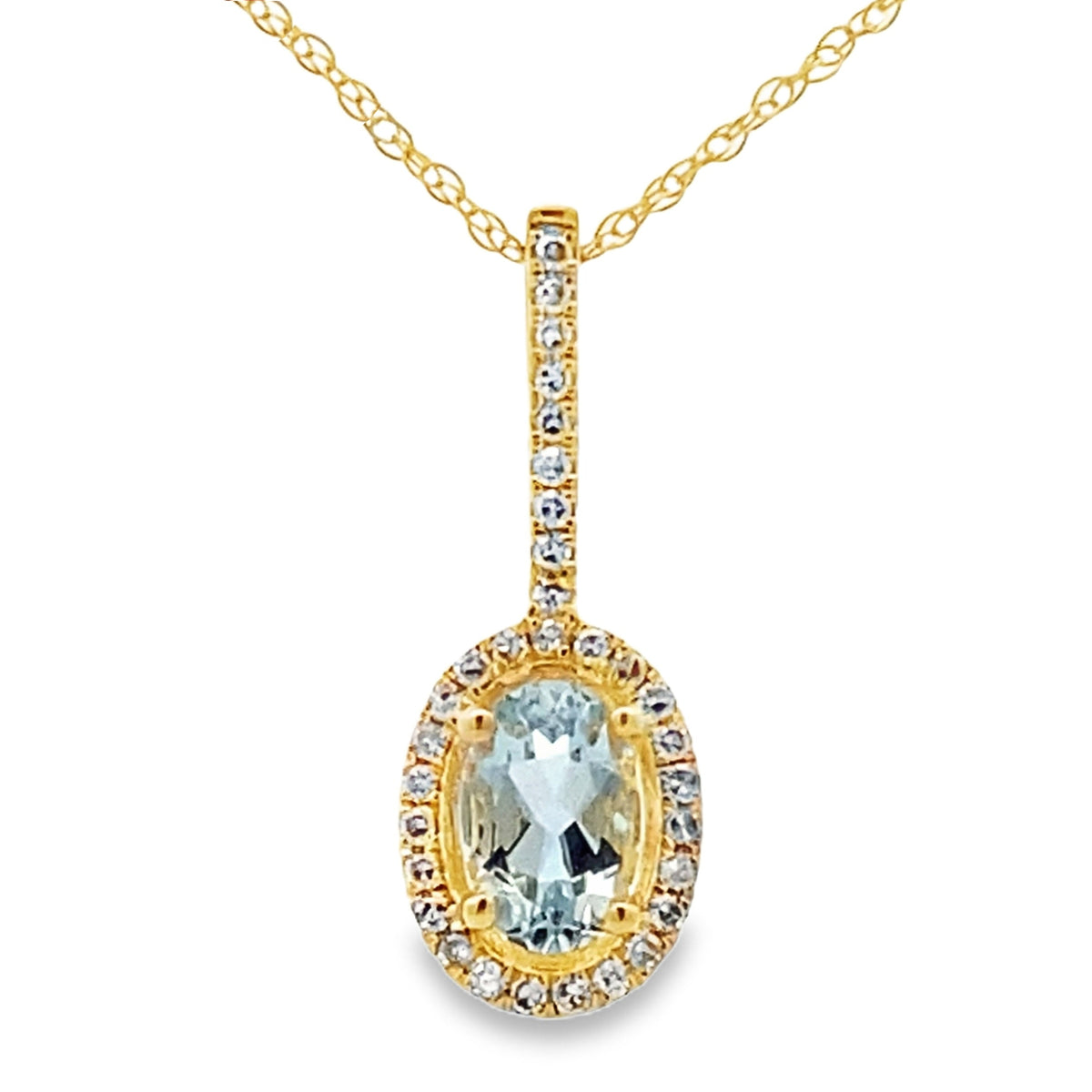 Aquamarine Diamond Fashion Pendants 10KT Yellow Gold