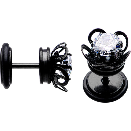 Clear Gem Black Anodized Swirl Cheater Plug Set
