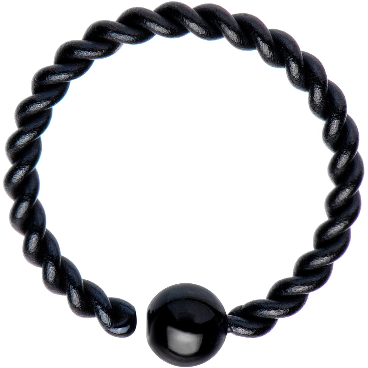 16G 3/8" Black IP So Twisted Captive Style Seamless Ring