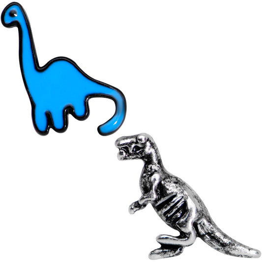 Blue Brontosaurus Raptor Dinosaur Cartilage Tragus Earring Set of 2