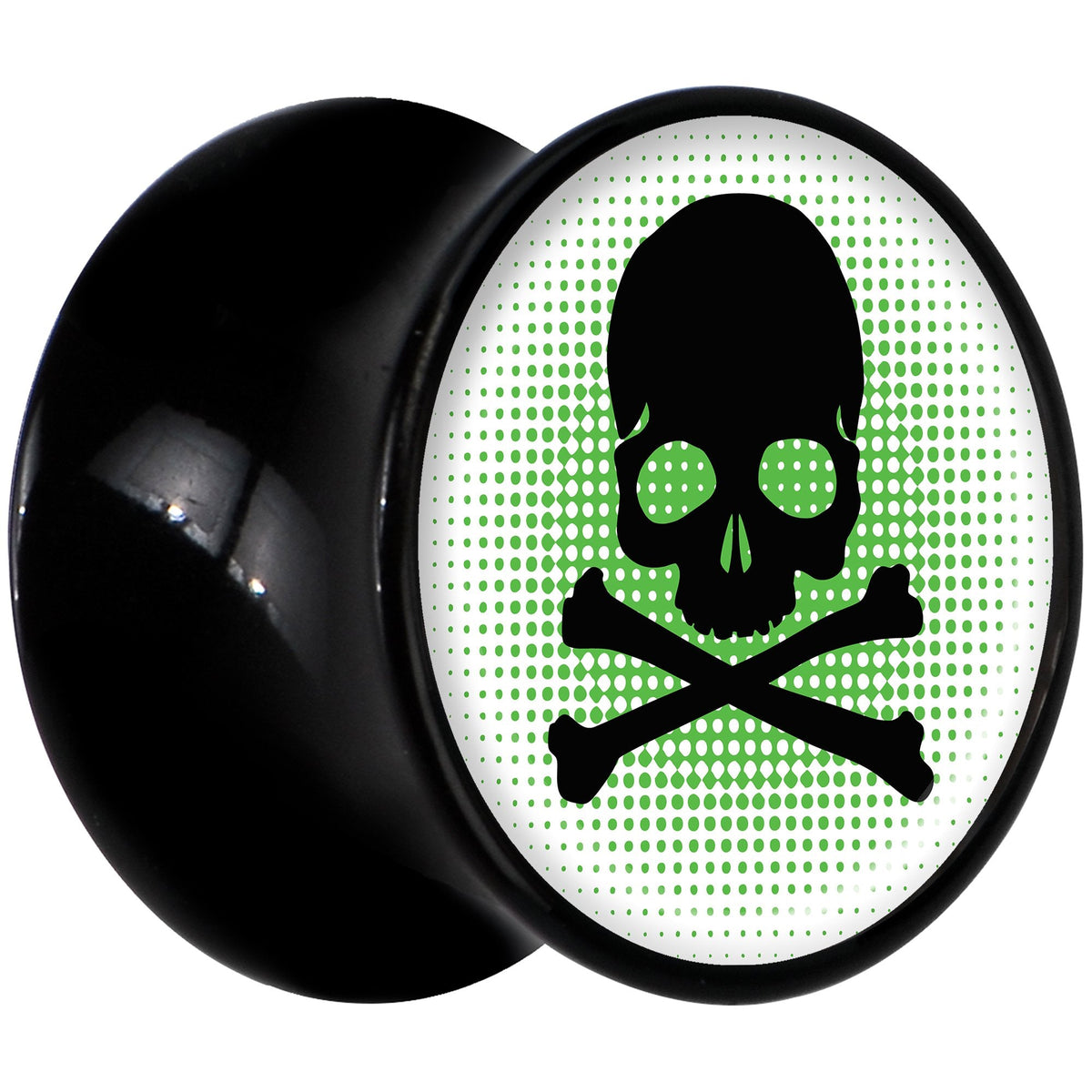 Black Acrylic Green Black Skull Saddle Plug Set 1/2
