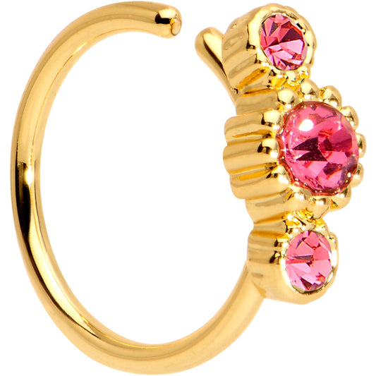 20G Pink CZ Gold Tone Fashion Fusion Seamless Circular Ring