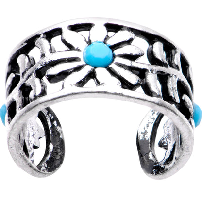Blue Orb Flower Halo Toe Ring