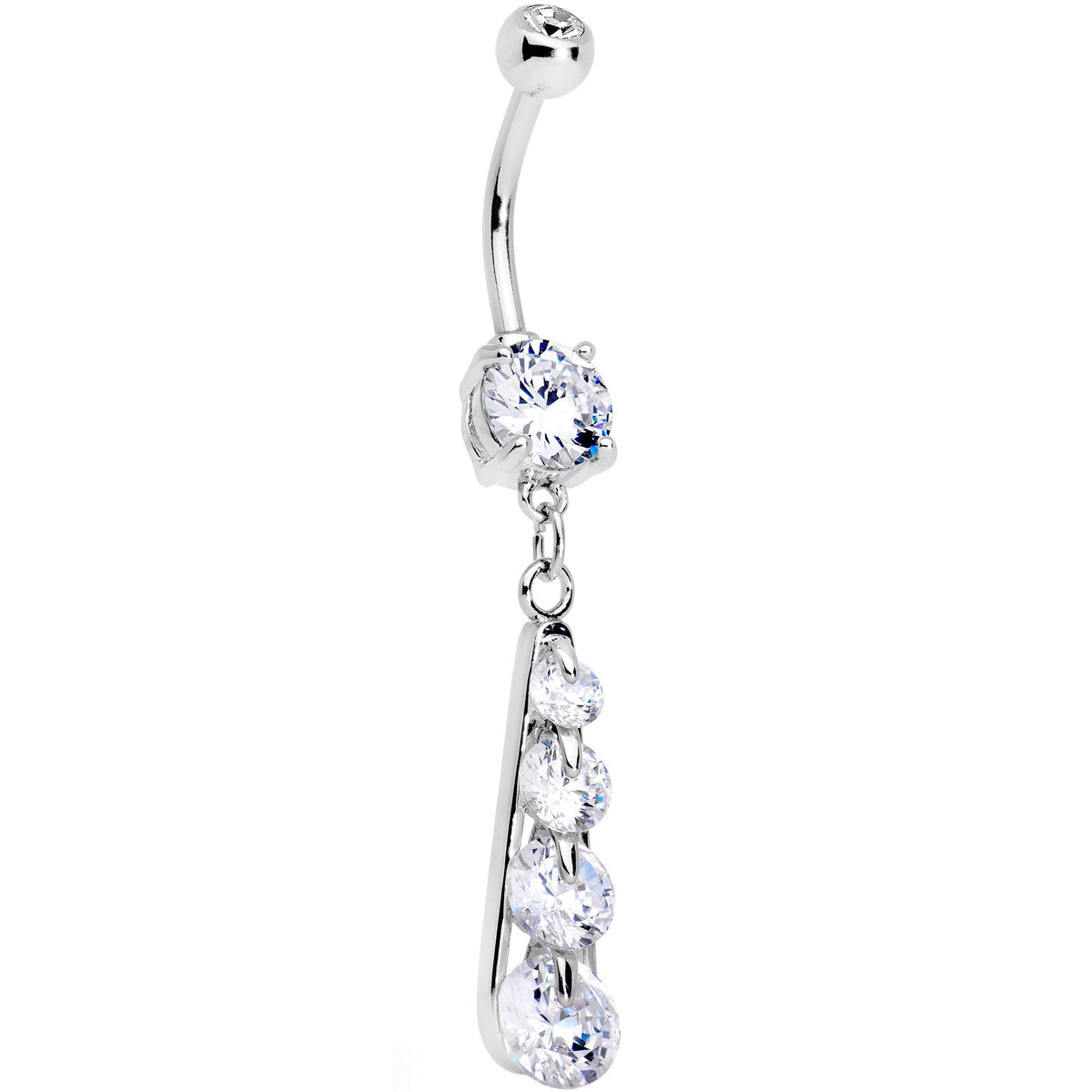 Clear Gem Cascading Waterfall Dangle Belly Ring