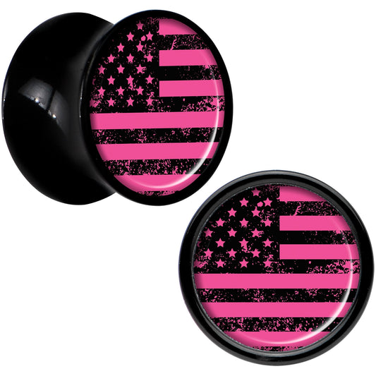 Black Acrylic Pink American Flag Saddle Plug Set 00G