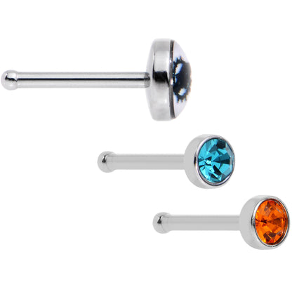 20G Licensed NFL Miami Dolphins Logo Nose Bone 3 Pack Set