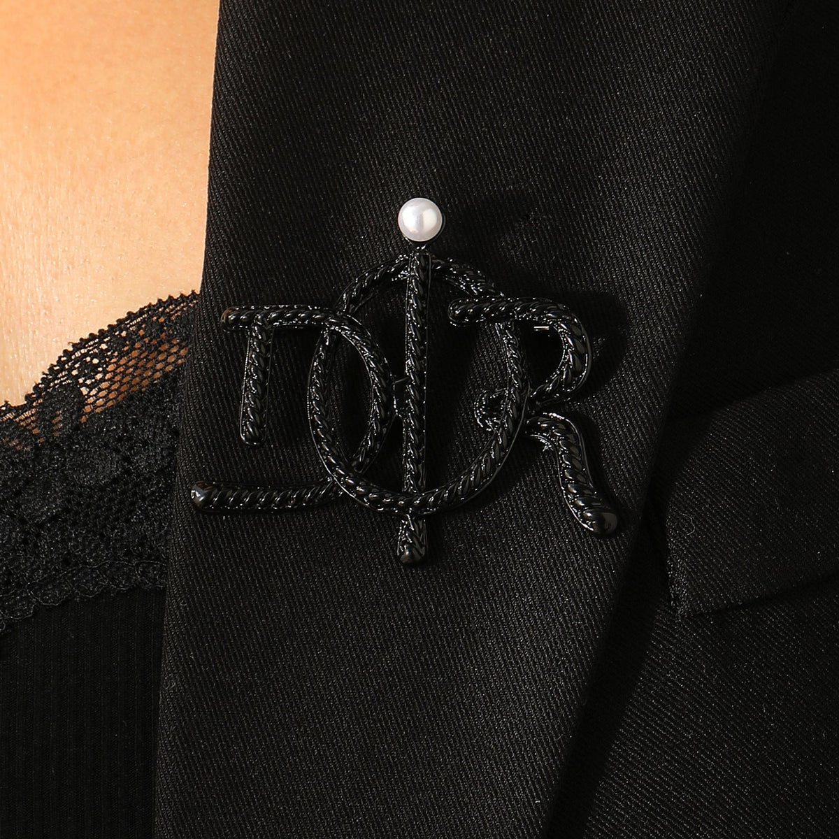 Vintage D Letter Twist Brooch
