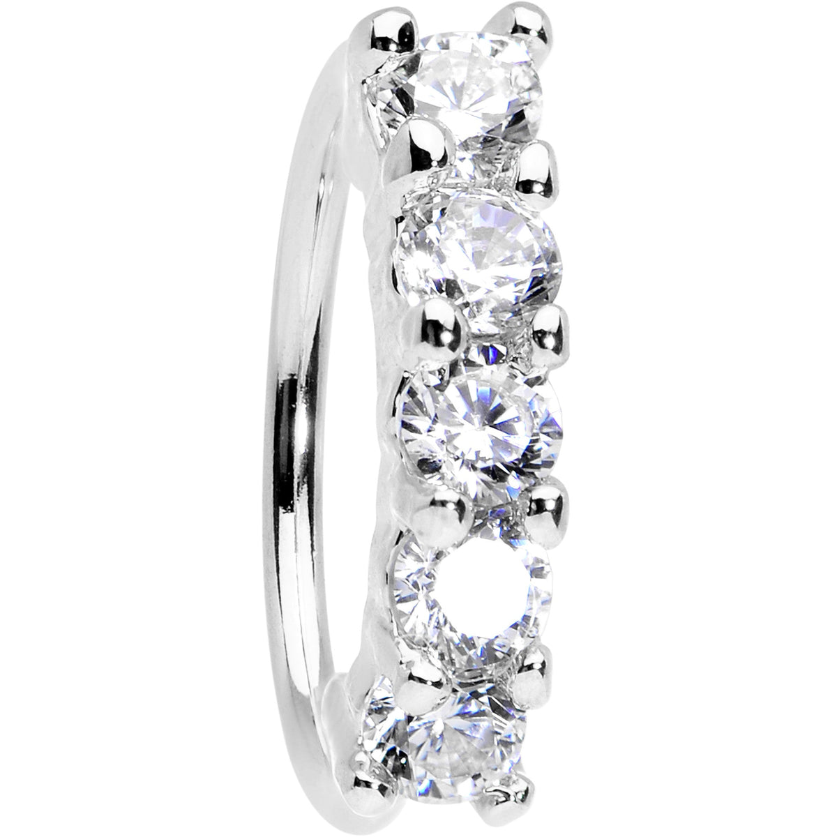 20G 5/16 Clear CZ Quintet Seamless Circular Ring