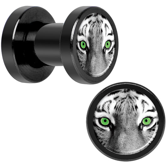 Black White Tiger Eyes Black Anodized Screw Fit Plug Set 4G