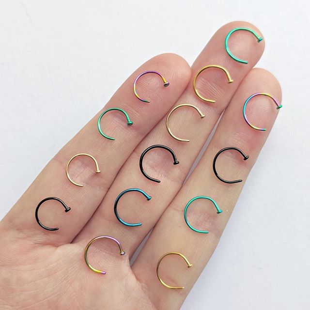 18G 5/16 Rainbow Anodized Titanium Nose Hoop