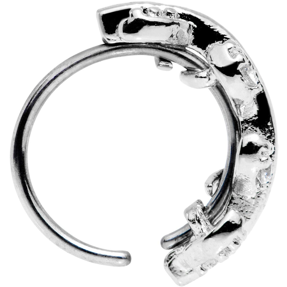 20G Clear CZ Gem Leafy Seamless Circular Ring