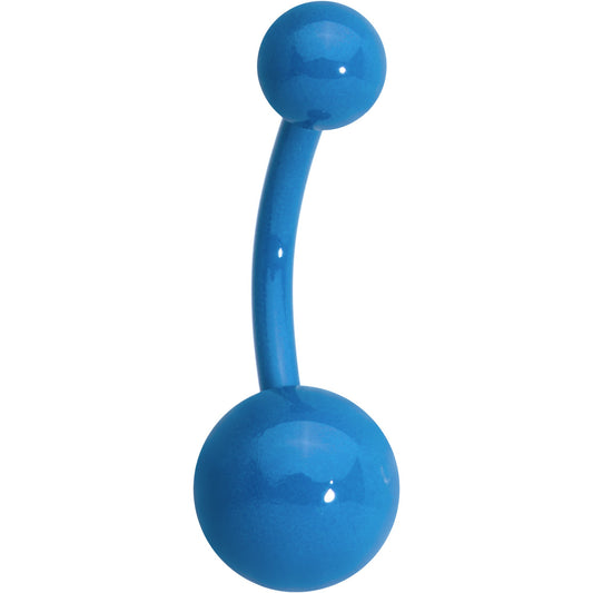 14G 3/8 Blue Acrylic Over Steel Belly Ring