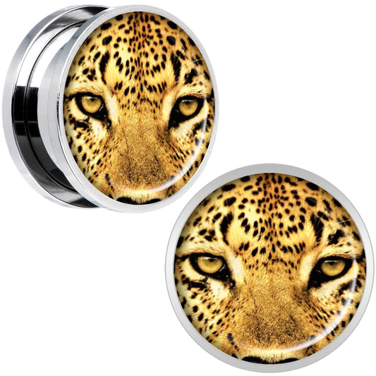 Full Color Leopard Eyes Steel Screw Fit Plug Set 18mm