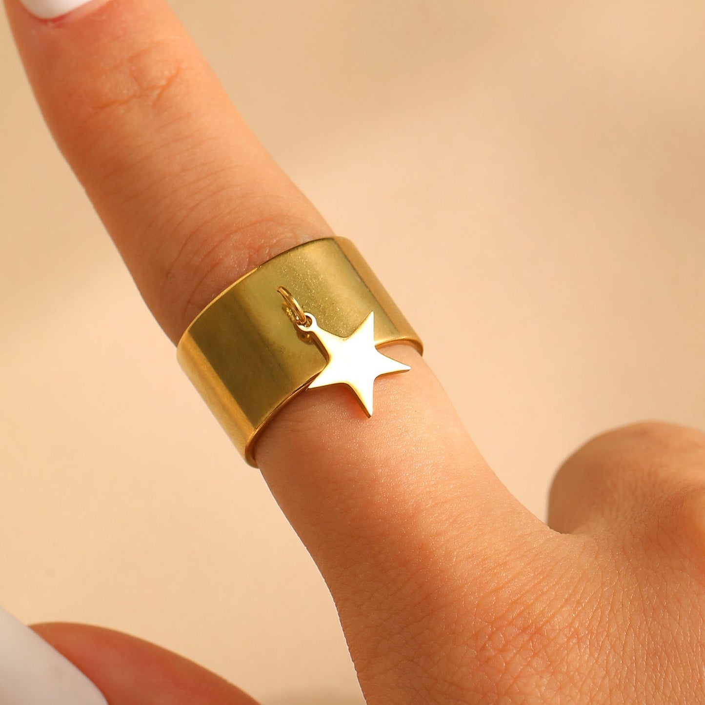 French Vintage Star & Heart Stainless Steel Ring