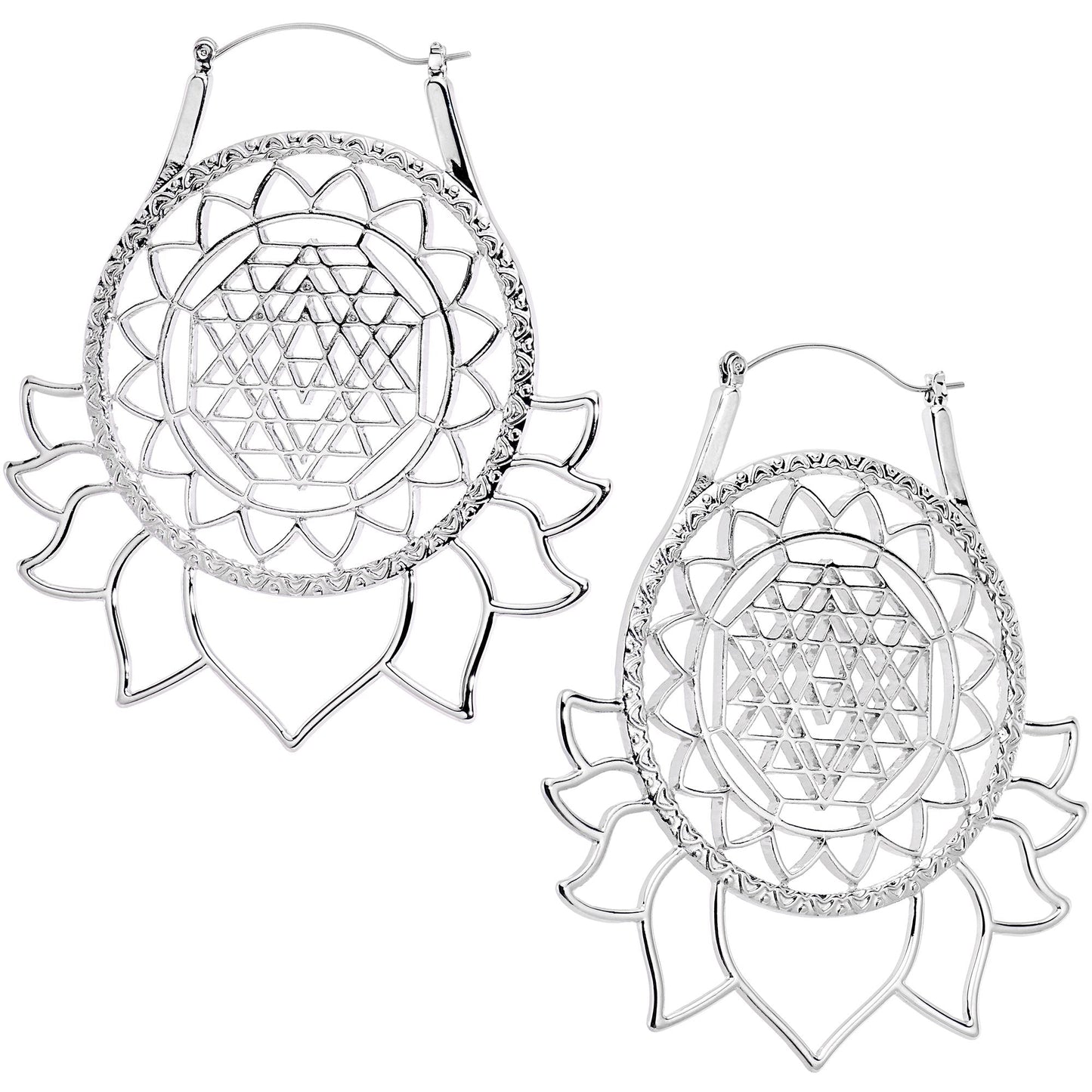 Lotus Flower Mandala Tunnel Plug Earrings