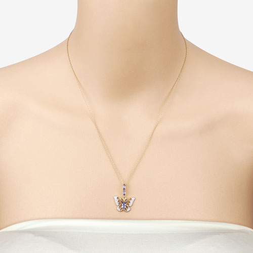 0.75 Carat Genuine Tanzanite and White Zircon .925 Sterling Silver Pendant