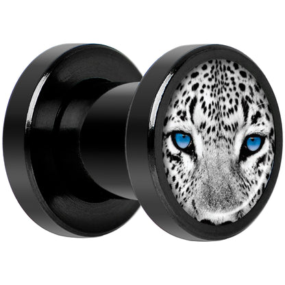 Black White Leopard Eyes Black Anodized Screw Fit Plug Set 2G