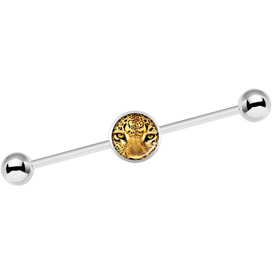 14G Full Color Leopard Eyes Industrial Barbell 37mm