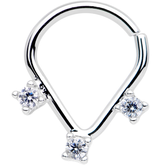 16G 5/16 Clear CZ Triplet Ellipse Seamless Septum Ring