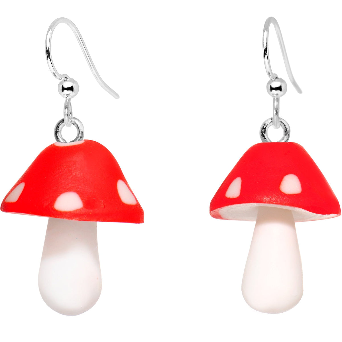 Handcrafted Silver Plated Trippy Mushrooms Fishhook Earrings