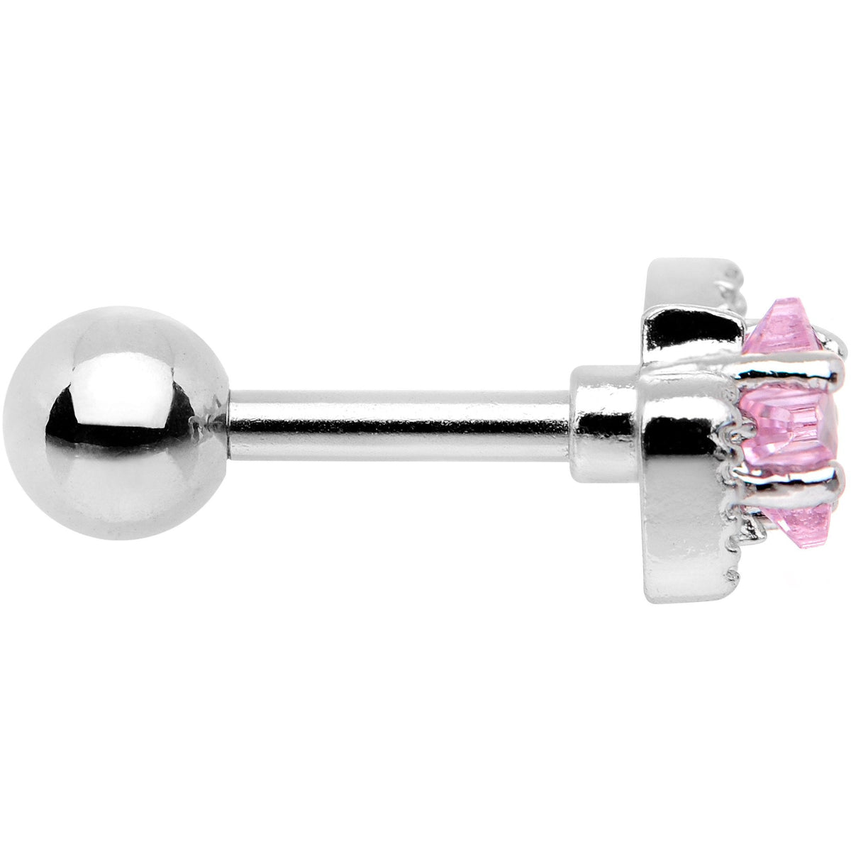 16G 1/4 Pink Star CZ Gem Bow Tie Cartilage Tragus Earring