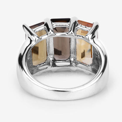 8.17 Carat Genuine Multi Stones .925 Sterling Silver Ring