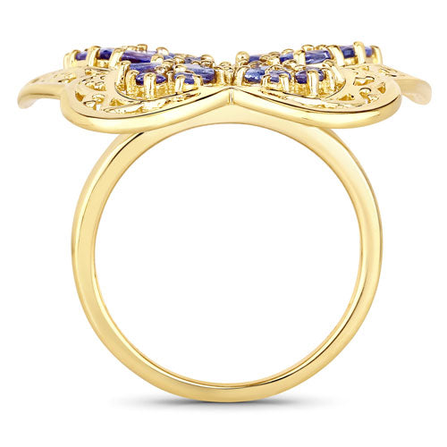 2.50 Carat Genuine Tanzanite .925 Sterling Silver Ring
