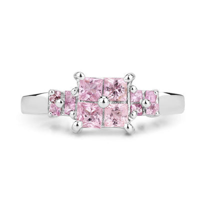 0.96 Carat Genuine Pink Sapphire  .925 Sterling Silver Ring