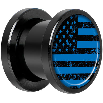 Blue American Flag Black Anodized Screw Fit Plug Set 00G