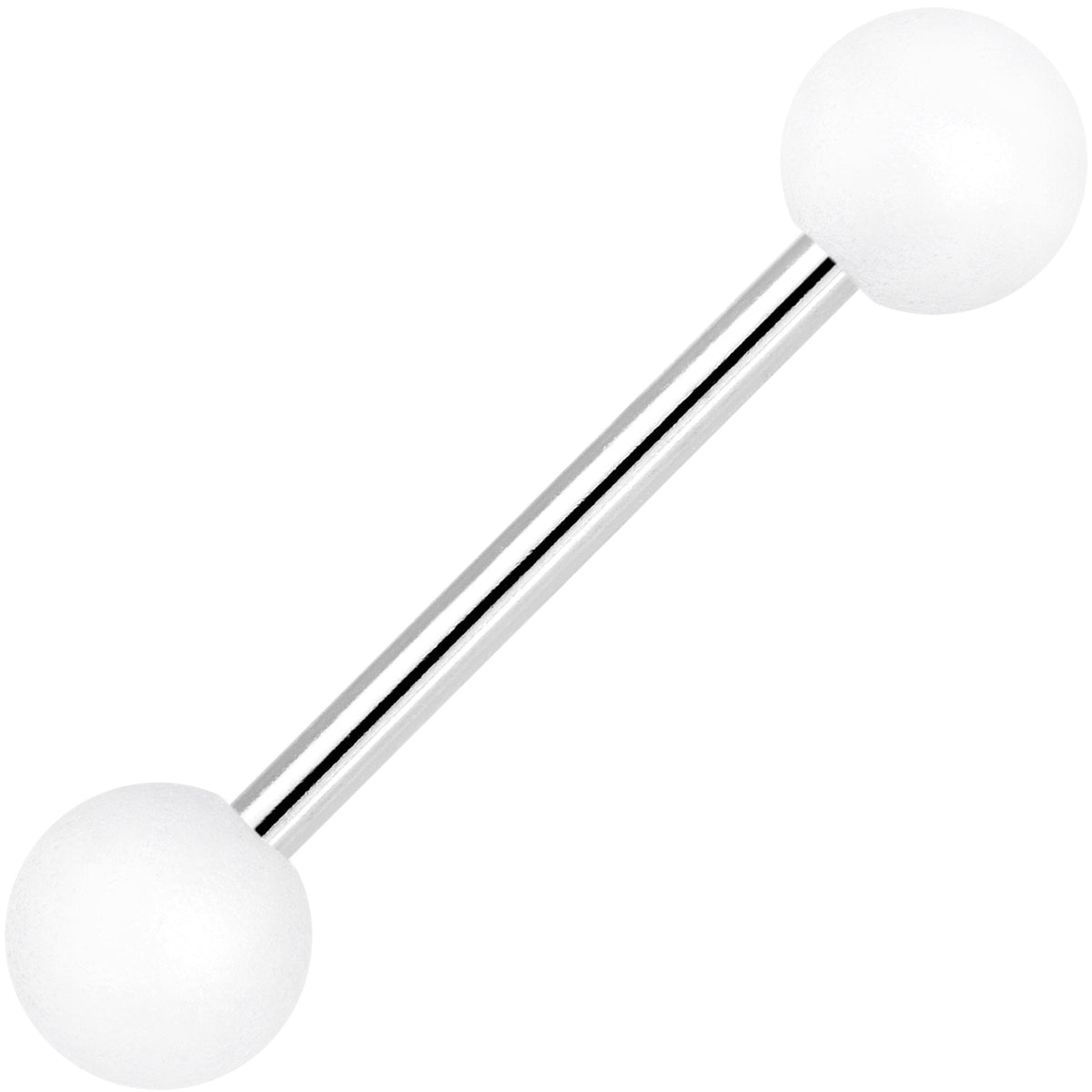 White Silicone Coated Acrylic Ball End Barbell Tongue Ring