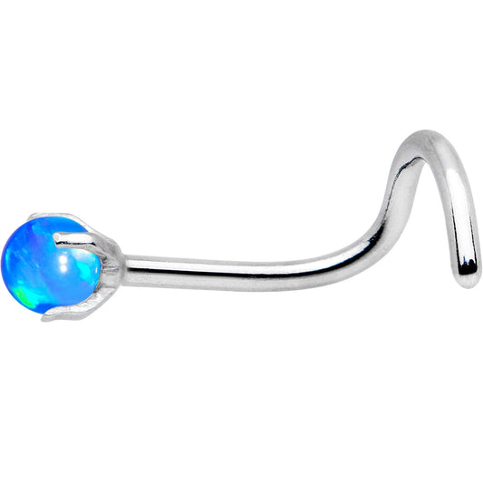 20G Blue Faux Opal Pronged Left Nose Screw