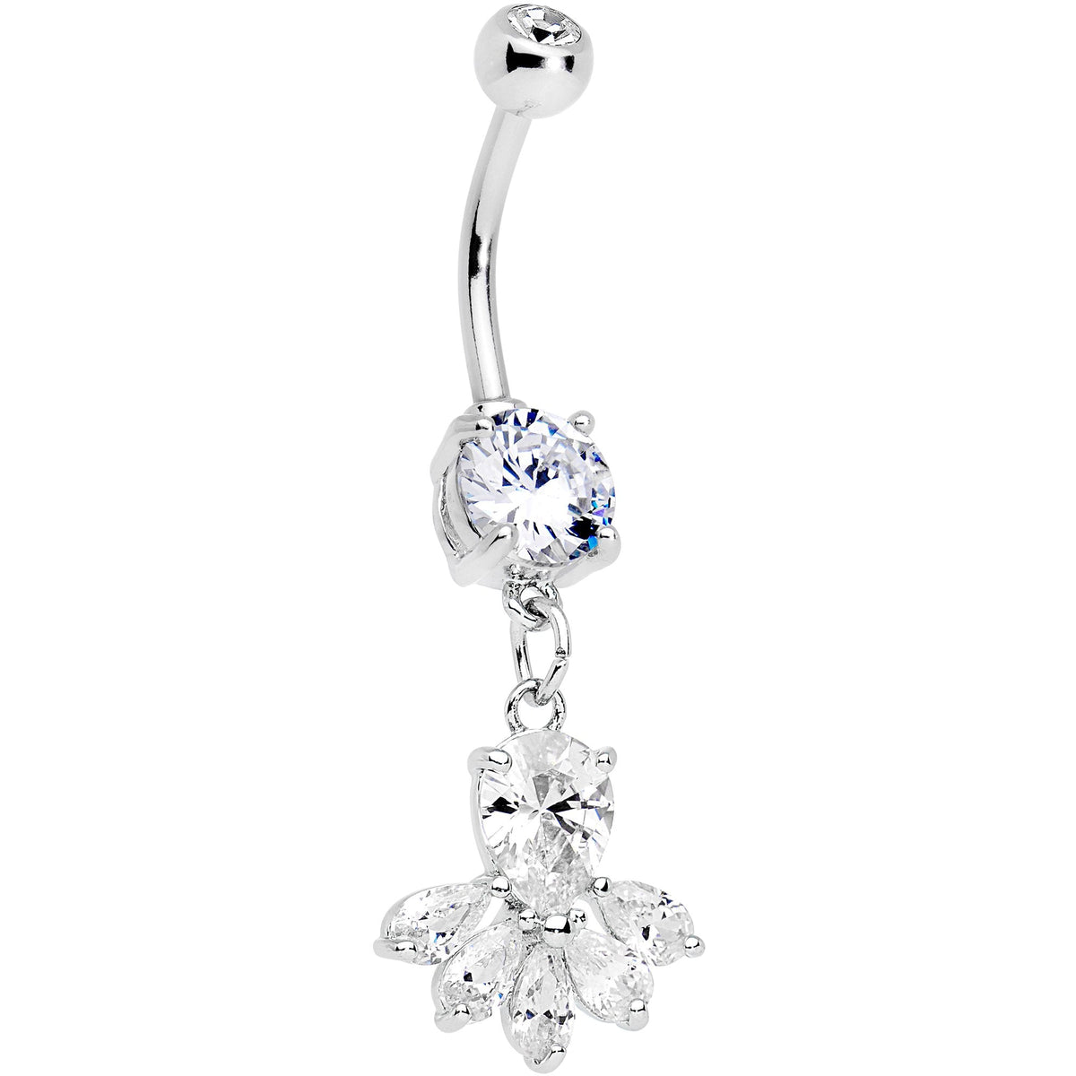 Clear Gem Brilliant Bunch Dangle Belly Ring