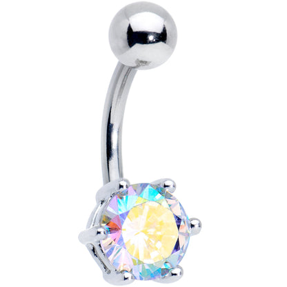 Blue Purple Aurora Clear CZ Gem Belly Ring Set of 4
