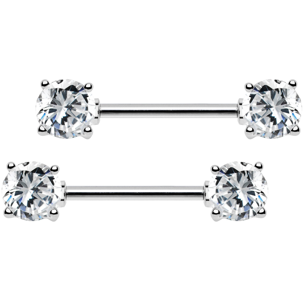 14G 9/16 Multi Color Gem Fun Barbell Nipple Ring Pack Set of 6