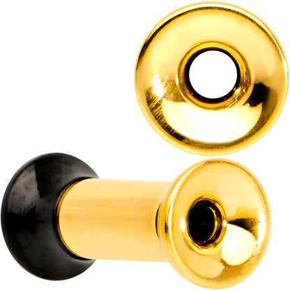 Gold PVD Black Two Tone Screw Fit Tunnel Plug Set 3mm to 16mm