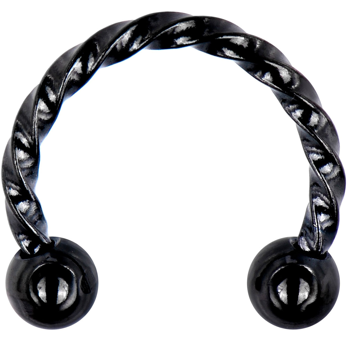16G 5/16 Black IP Seriously Twisted Horseshoe Circular Barbell