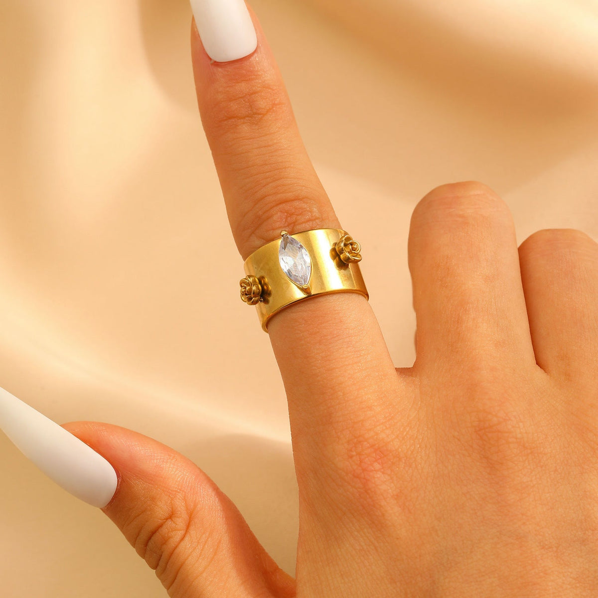 Stainless Steel Zircon Line Ring