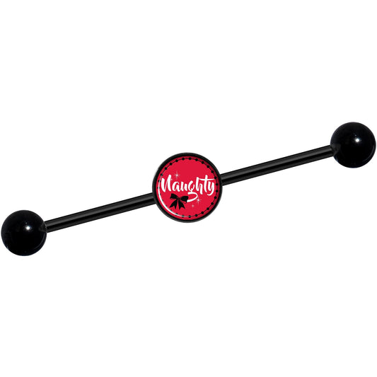 14G Naughty Holiday Black Industrial Barbell 37mm