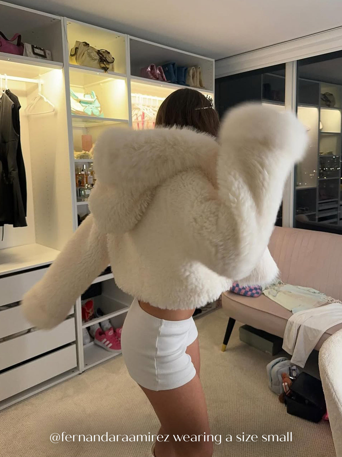 Kali White Cropped Vegan Shearling Fur Jacket