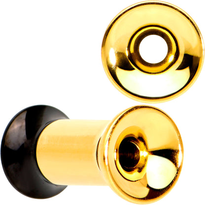 Gold PVD Black Two Tone Screw Fit Tunnel Plug Set 3mm to 16mm