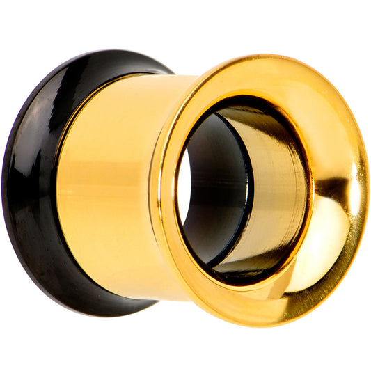 Gold PVD Black Two Tone Screw Fit Tunnel Plug Set 3mm to 16mm