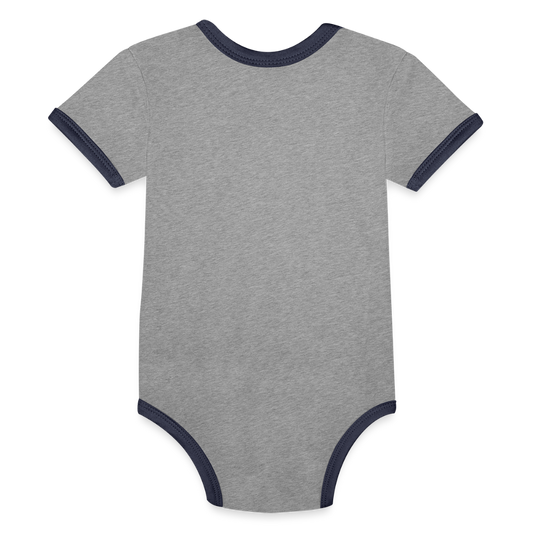 Organic Contrast Short Sleeve Baby Bodysuit - heather gray/navy