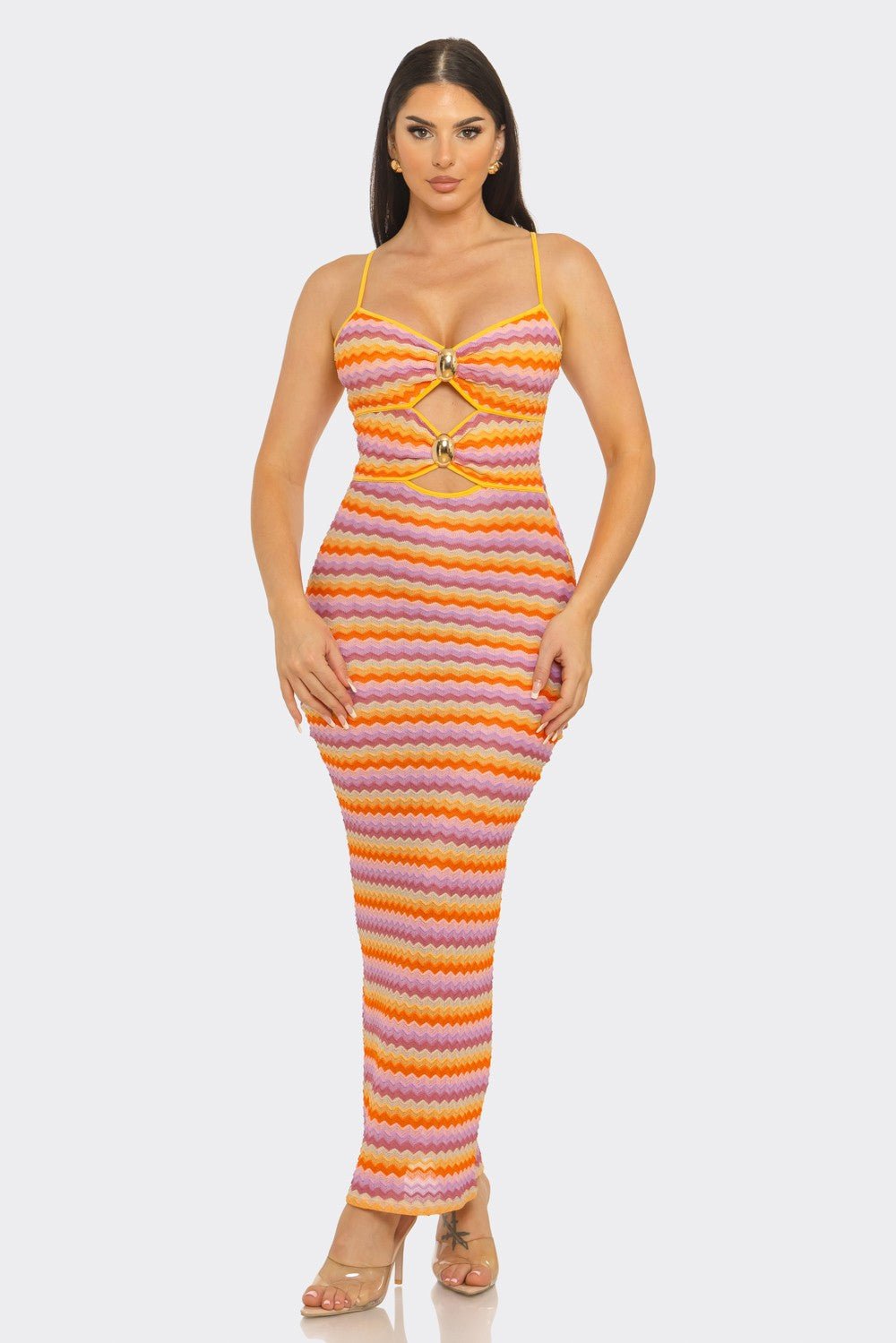 Sunset Riviera Crochet Cutout Maxi - Vacation Dress