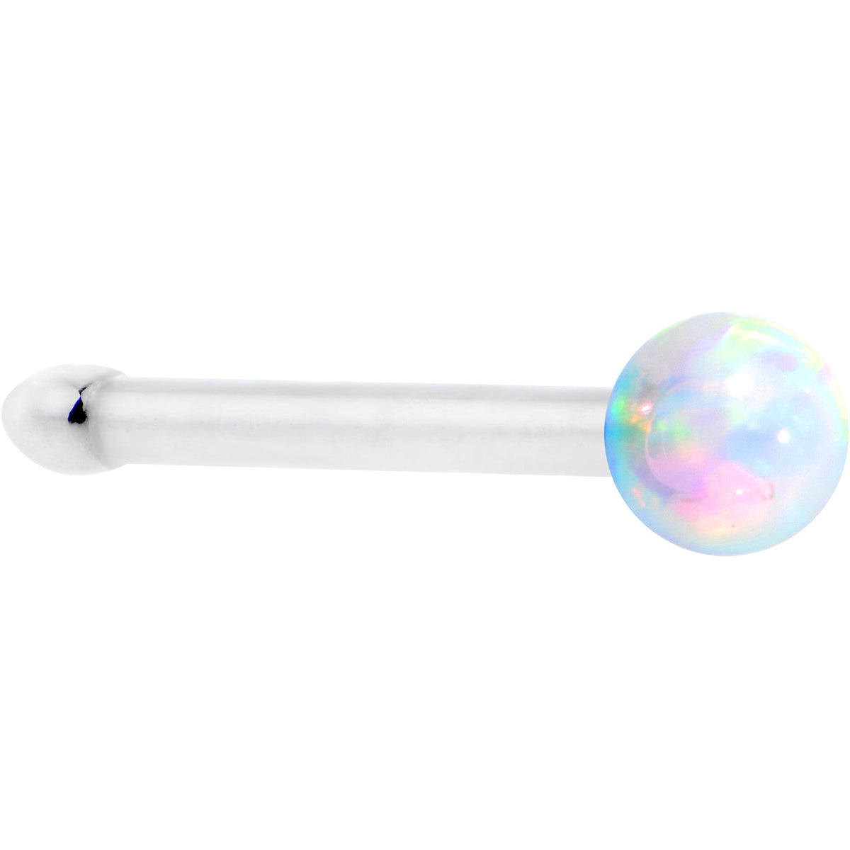 20G White Synthetic Opal Stud Stainless Steel Nose Bone