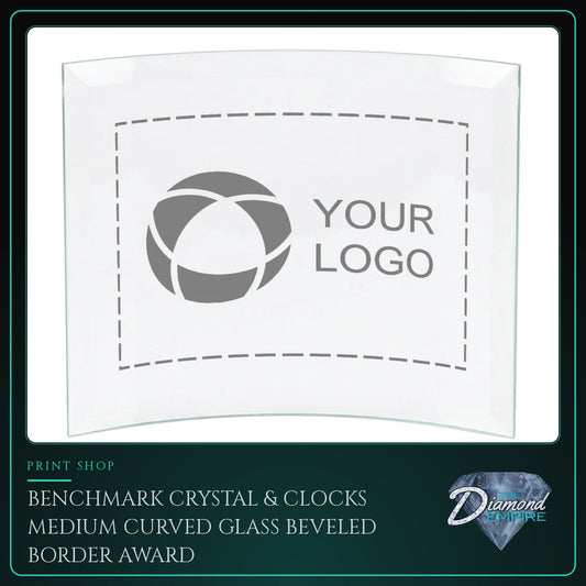Benchmark Crystal & Clocks Medium Curved Glass Beveled Border Award