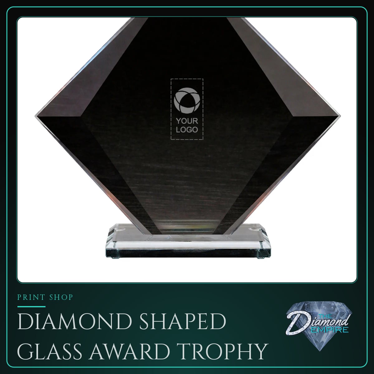 Diamond Shaped Glass Award Trophy – 9.75 W x 8.13 H