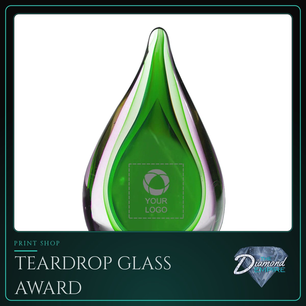 Teardrop Glass Award with Clear Base